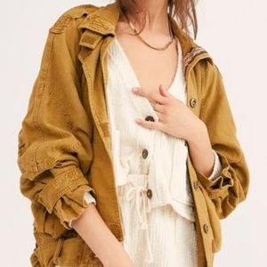 Free People Jayde Safari Military Bomber Jacket
